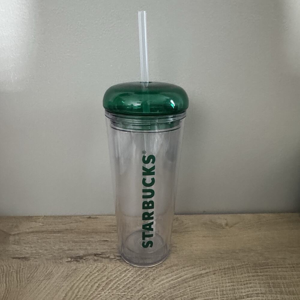 Starbucks Tumbler Korea 2022 Wordmark Foam Cold Cup‎ Green Clear 16 Oz 473ml